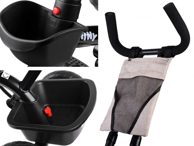 Dětská tříkolka Tiny Bike 3v1 s otočnou sedačkou a stříškou – Béžová