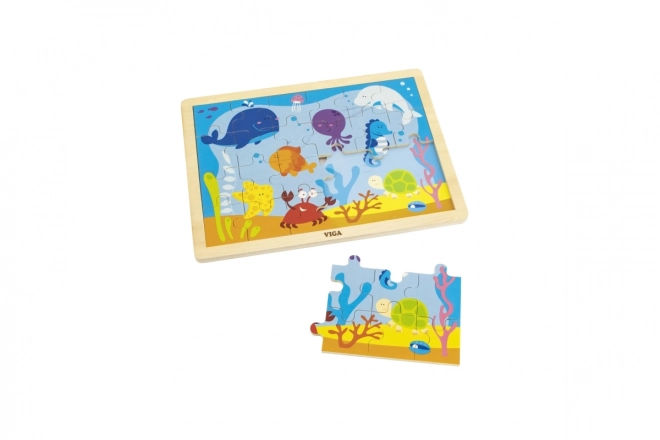 Dřevěné puzzle 24 dílků - podmořský svět