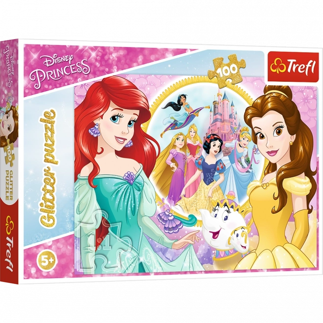 TREFL Třpytivé puzzle Disney princezny 100 dílků