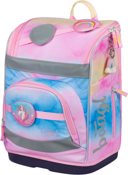 Baagl set Zippy Plus Rainbow Unicorn: aktovka, penál, sáček, zástěra, peněženka