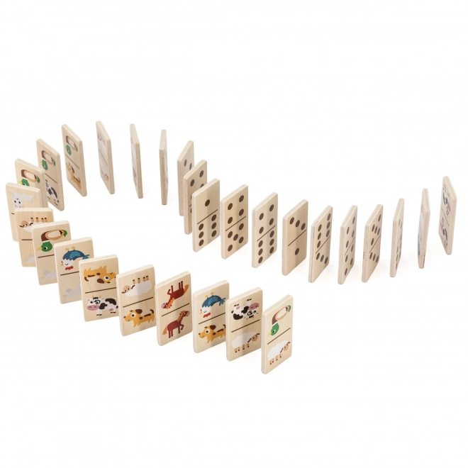 Dřevěné domino zvířátka a čísla 2v1