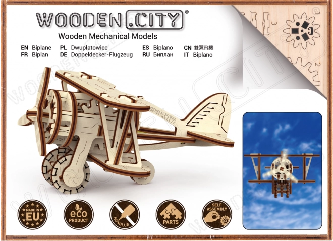 Dřevěné 3D puzzle dvouplošník