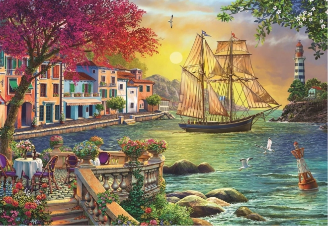 Puzzle Krásný západ slunce nad přístavem 2000 dílků
