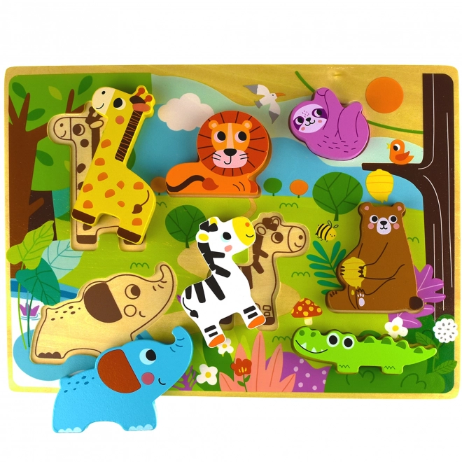 Dřevěné puzzle ZOO Safari pro děti
