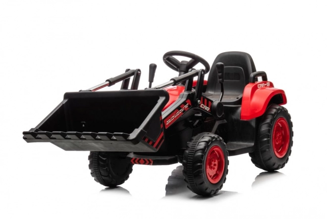 Dětský červený traktor s nabíjecím akumulátorem a lžící