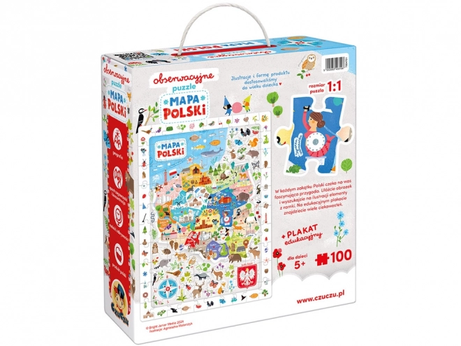 Pozorovací puzzle - Mapa Polska 100 prvků