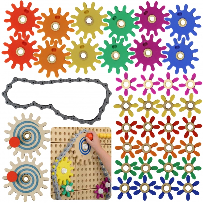 Masterkidz STEM Tabule s ozubenými koly a řetězem 39 dílů
