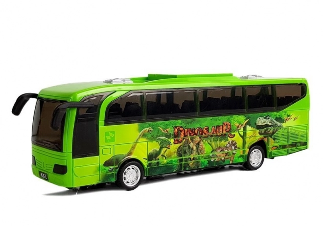Jurský park Dinosauři Zelený autobus s tahovým zvukovým světlem