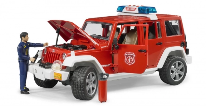 Červený požární Jeep Wrangler s figurkou a příslušenstvím
