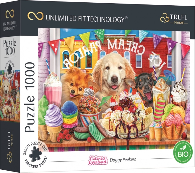 Puzzle Pejsci před cukrárnou 1000 dílků