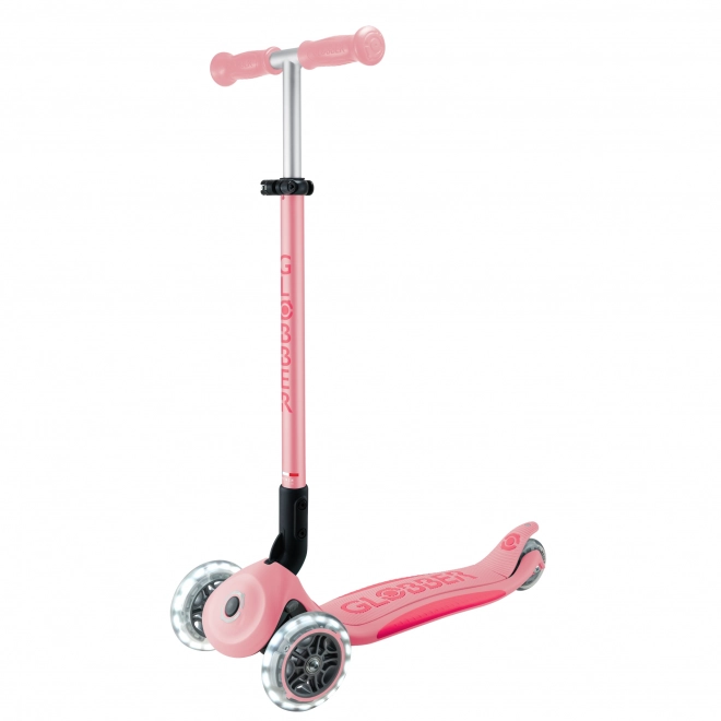 Globber Koloběžka dětská trojkolečková Plus - Primo Foldable Plus Lights V2 Pastel Pink svítící kolečka