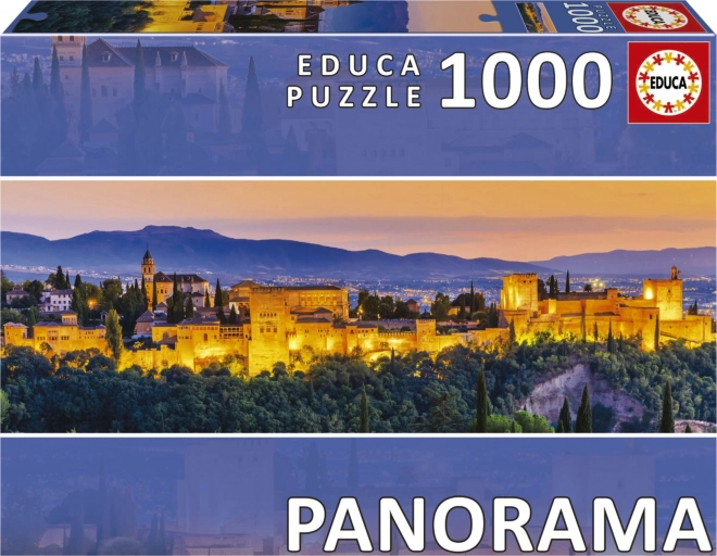 EDUCA Panoramatické puzzle Západ slunce ve Španělsku: Alhambra, Granada 1000 dílků