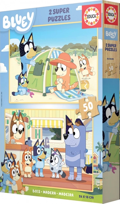 EDUCA Dřevěné puzzle Bluey 2x50 dílků