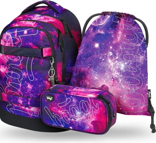 Školní set Baagl Galaxy: batoh, penál, sáček