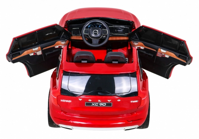 Volvo XC90 baterie pro děti Červený lak + dálkové ovládání + nosič zavazadel + EVA + pomalý start + rádio MP3 + LED dioda