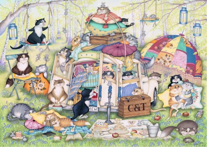 Ravensburger puzzle CRAZY CATS – líné letní odpoledne (1000 dílků)