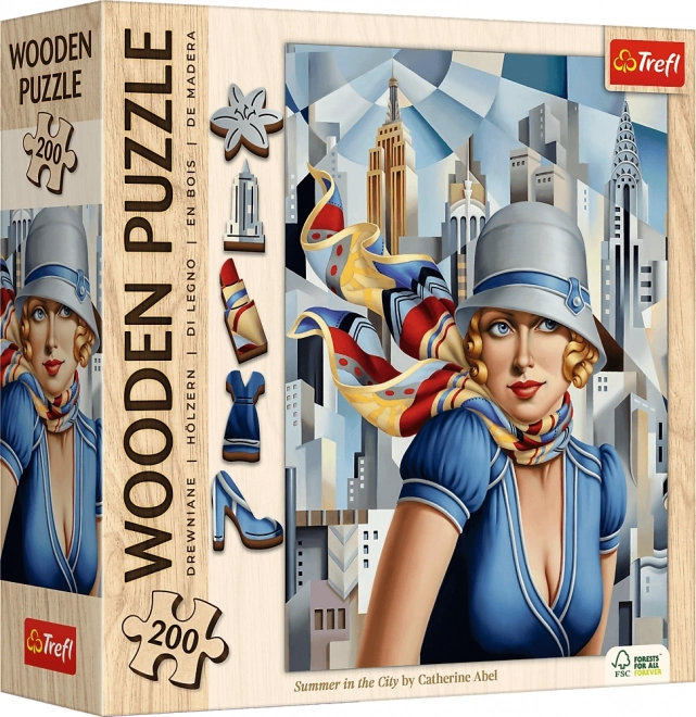 Dřevěné puzzle Art Léto ve městě