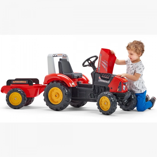 Traktor na pedály Red Supercharger s přívěsem