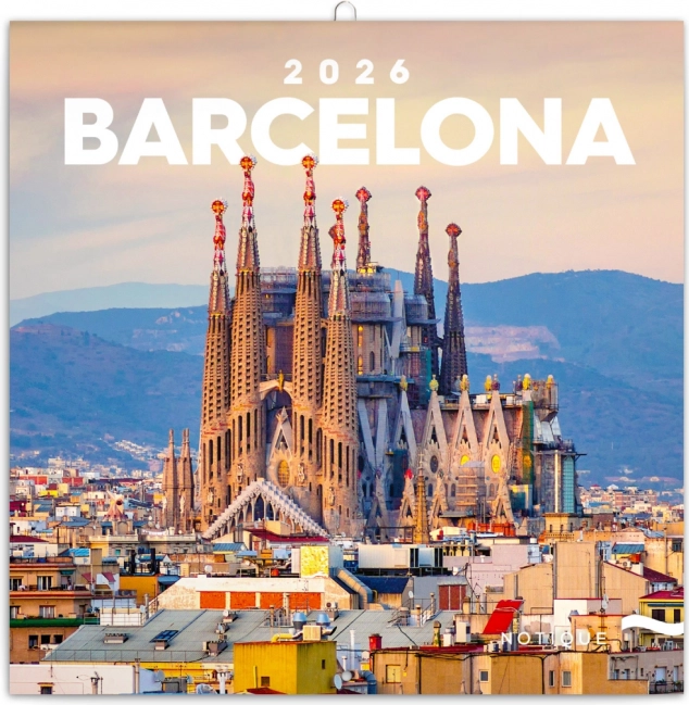 Poznámkový kalendář Barcelona 2026, 30 x 30 cm