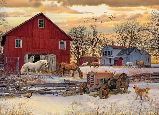 Puzzle Cobble Hill zima na farmě 1000 dílků