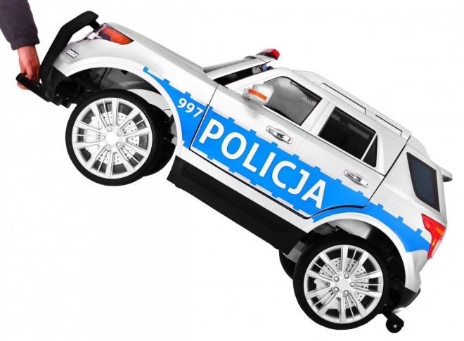 Dětské policejní auto SUV na baterie + sirény + světla + megafon + dálkové ovládání + pomalý start + EVA + samolepky