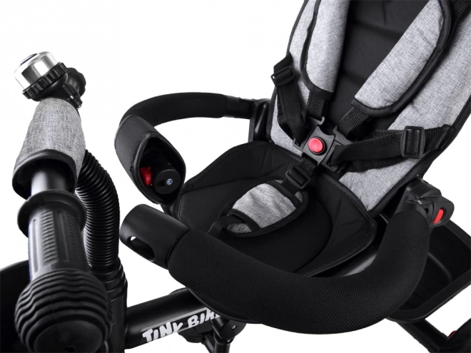 Dětská tříkolka Tiny Bike 3v1 s otočnou sedačkou a stříškou – Šedá