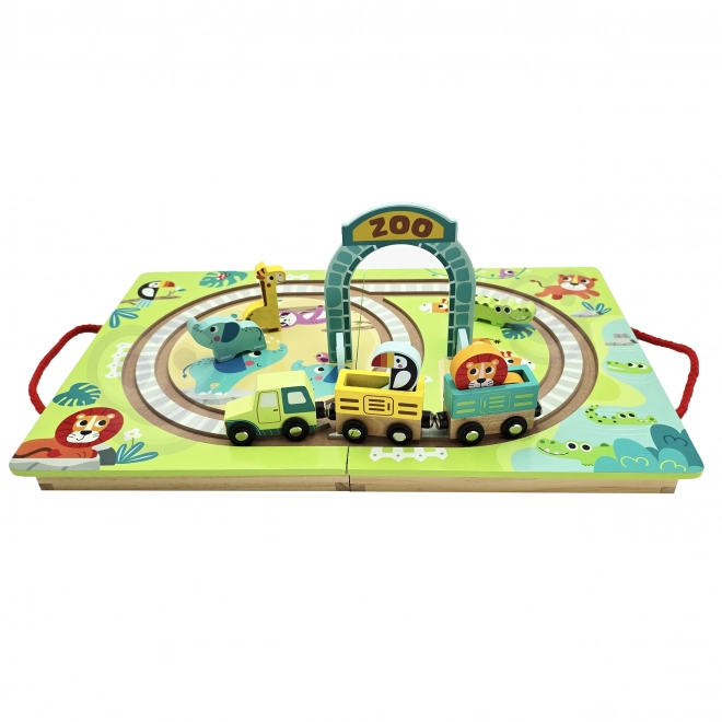 Dřevěná vláčková dráha ZOO s magnetickými vagónky od Tooky Toy