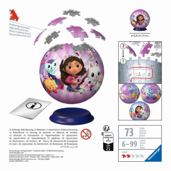3D puzzleball Gábinin kouzelný domek 72 dílků
