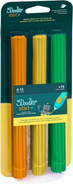 Náplně do 3D pera 3DOODLER START+ – sada 75 ks, oranžová, žlutá a zelená