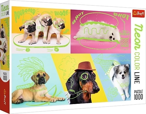 Puzzle 1000 ks Neon Color Line - Blázniví psi