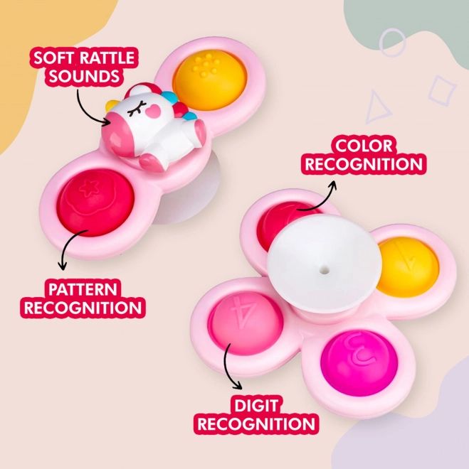 WOOPIE dětský kosmický spinner pop-it senzorická hračka růžová, sada 3 ks