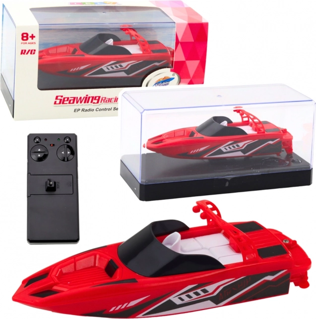 Závodní motorový člun RC s dvojitým motorem 2.4 GHz červený