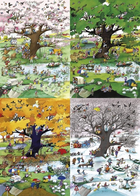 Ilustrace Rogera Blachona – čtyři roční období v jednom obrazu
