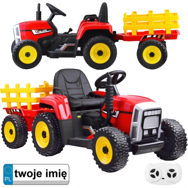 Dětský traktor s přívěsem na dálkové ovládání – Červená