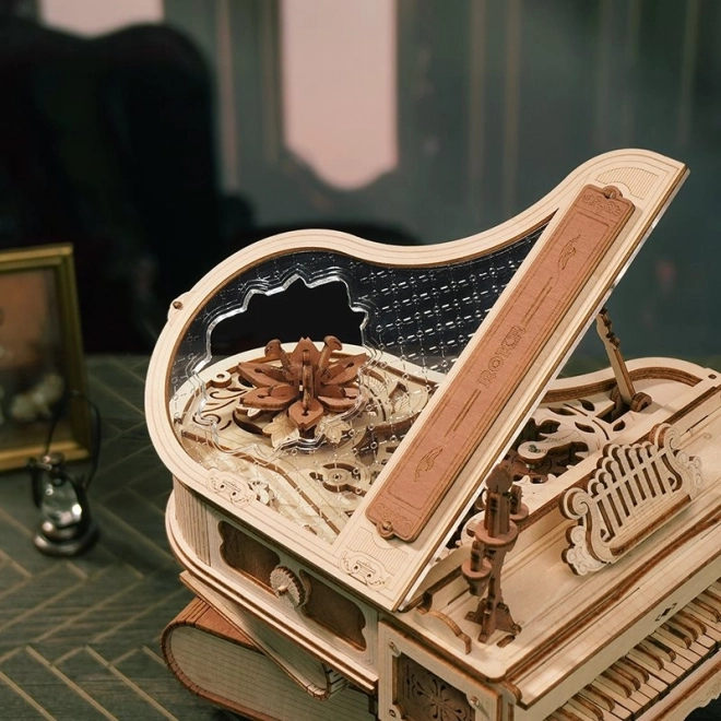 RoboTime 3D Dřevěné mechanické puzzle Kouzelné piáno (elektrický pohon)
