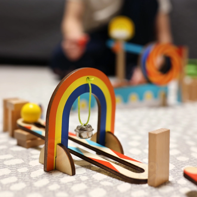 Dřevěné stavební kostky domino / domino puzzle Tooky Toy