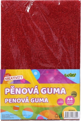 Pěnová guma A4 20x30 cm s třpytkami, samolepicí 10 ks