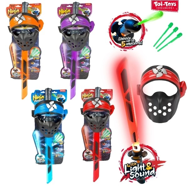 Ninja sada meč + maska + šipky se zvukem a světlem