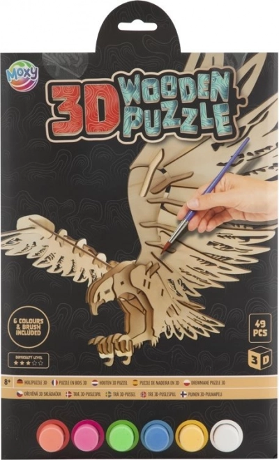 MOXY Dřevěné 3D vybarvovací puzzle Orel