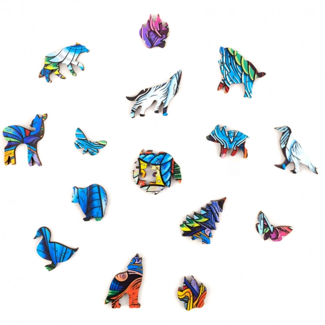 Dřevěné puzzle Vlk od Unidragon velikost S