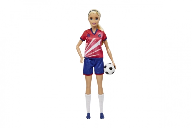 Barbie fotbalová panenka v červeném dresu