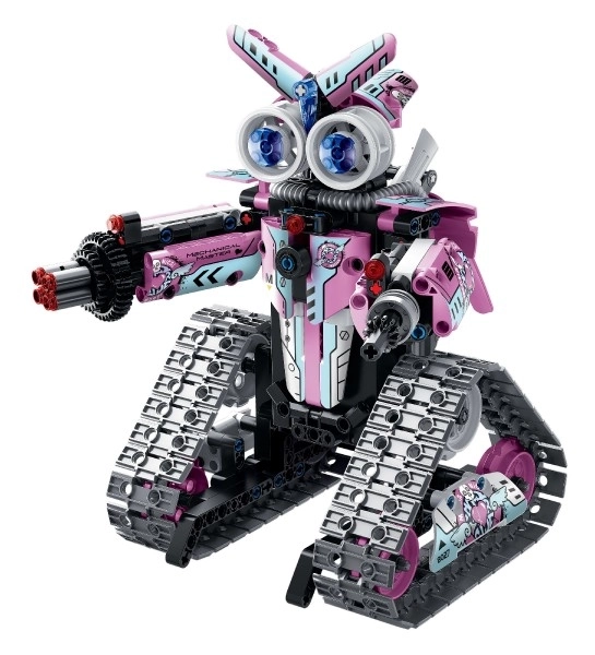 Robot RC skládací plast 15x23cm 2,4GHz na baterie se světlem, zvukem v krabici 31x23x7cm – Růžový