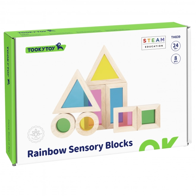 Dřevěné barevné zrcadlové kostky TOOKY TOY