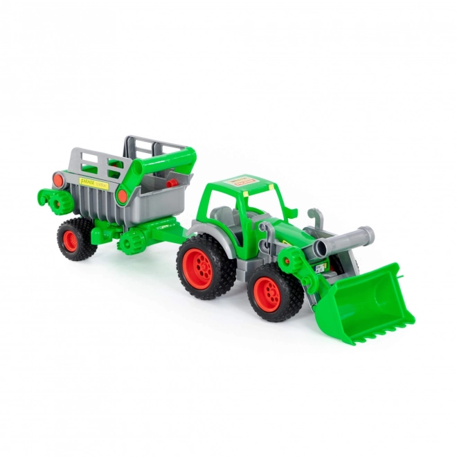 Traktor Farmář s přívěsem a lžící