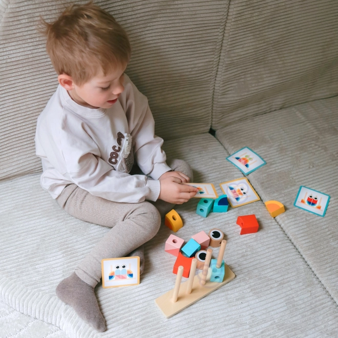 Tooky Toy krab dřevěná skládačka pastelové bloky