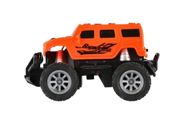 Avto RC mini tovornjak plast 12cm 27MHz na baterije s svetlobami v škatli 18x11,5x10cm – Oranžové