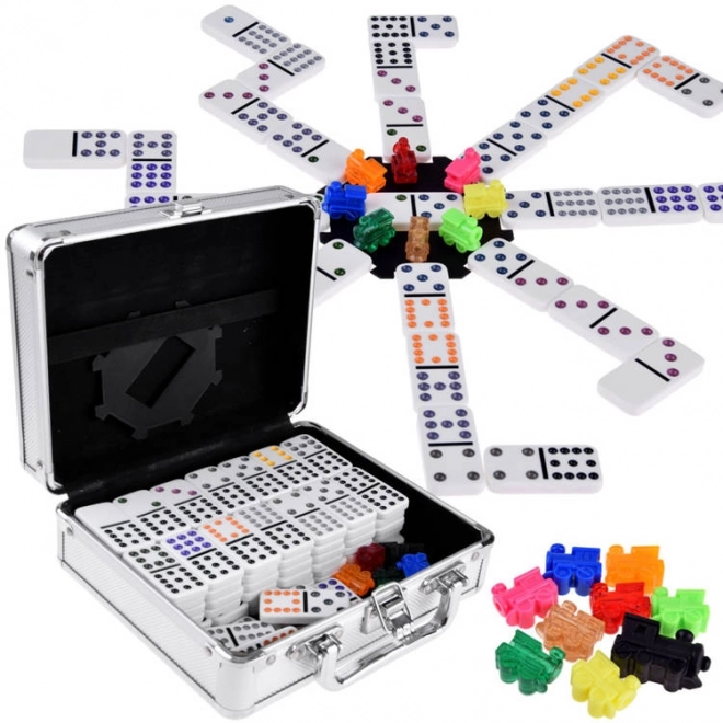 Sada her Domino a Mexican Train s kovovým kufříkem