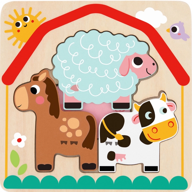 Dřevěné puzzle Montessori Farmářská zvířátka od Tooky Toy