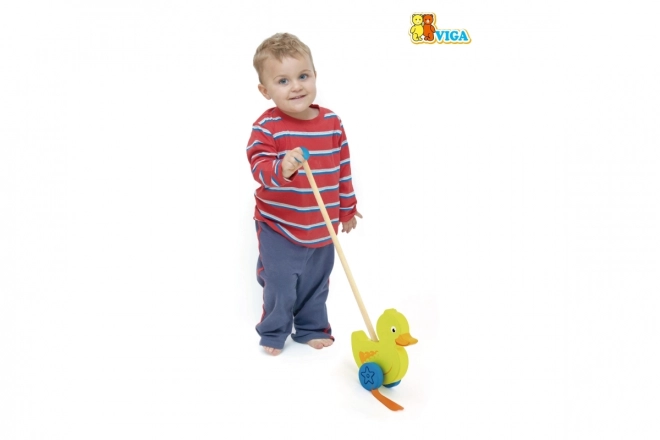 Dřevěný tlačná hračka Kachnička Viga
