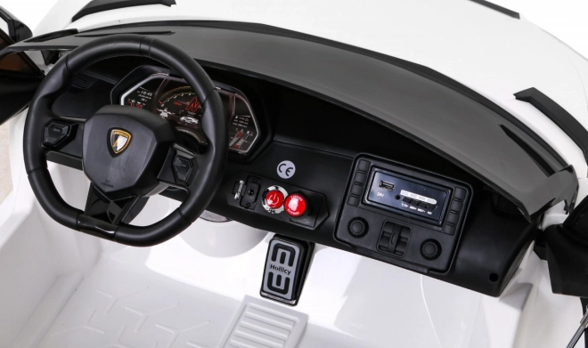 Lamborghini SVJ DRIFT pro 2 děti Bílá + funkce Drift + dálkové ovládání + MP3 LED + pomalý start